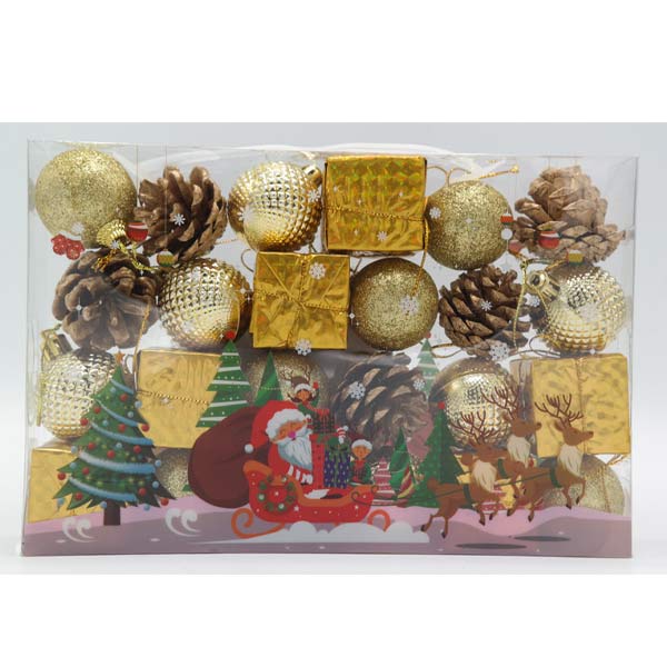 Christmas Tree Hanging Decoration Assorted In Transparent Printed Box 24pcs/Pkt