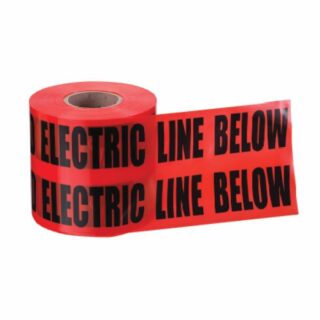 Warning Tape for Electric Line Buried Below, Non-Adhesive Red with Black Writing 15cm x 300m