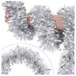 2m*6/10cm*6Ply Shiny Christmas Tinsel Garland W/Heart Ornament, Silver