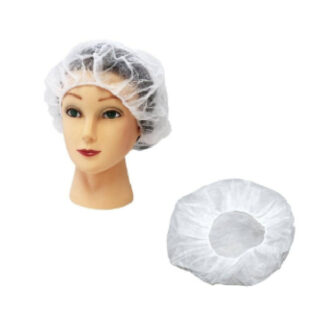 Non Woven White 18 Inch, 9Gsm Bouffant Cap, Pack Of 100 white
