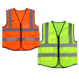 High Visibility Vest With Two Bottom Pockets, Orange/Green, 120Gsm, High Reflective