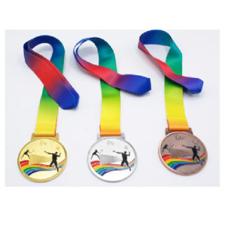 Bronze Medal For Badminton With Embossed Colorful Artwork, 70Mm Diameter, 4Mm Thickness