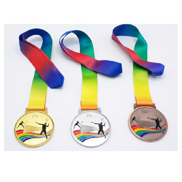 Bronze Medal For Badminton With Embossed Colorful Artwork, 70Mm Diameter, 4Mm Thickness