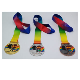Bronze Medal For Table Tennis With Embossed Colorful Artwork, 70Mm Diameter, 4Mm Thickness