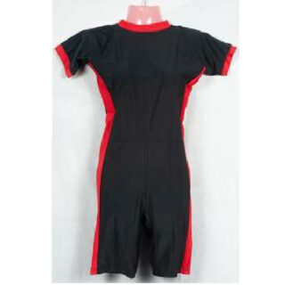 Lycra Swim Costume Full Body Upto Knee, Black & Red / Black & Blue, Size 32