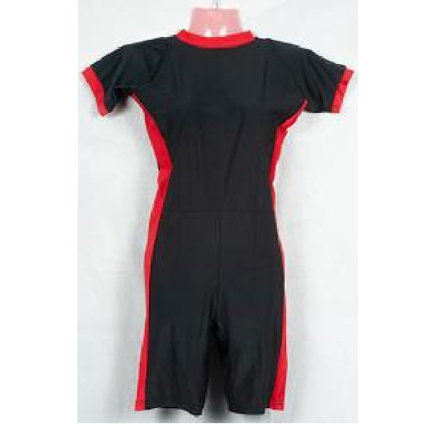 Lycra Swim Costume Full Body Upto Knee, Black & Red / Black & Blue, Size 32
