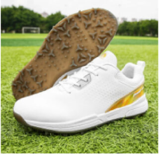 Golf Shoes White Plain With Beige Sole, Size 41