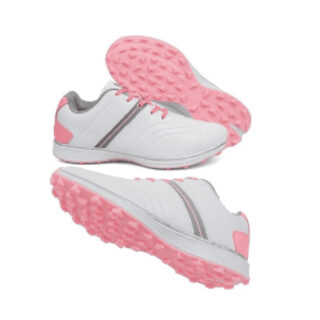 Golf Shoes White With Pink Laces & Sole, Size 38