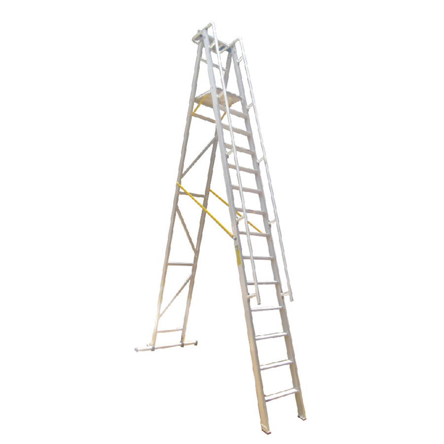 Aluminium Folding Platform And Step Ladder, With Extra Working Platform