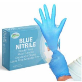 Disposable Synthetic Vinyl Nitrile Blend Medical Examination Glove, Powder Free, Large Size, Ice Blue, 1000Pcs/Ctn