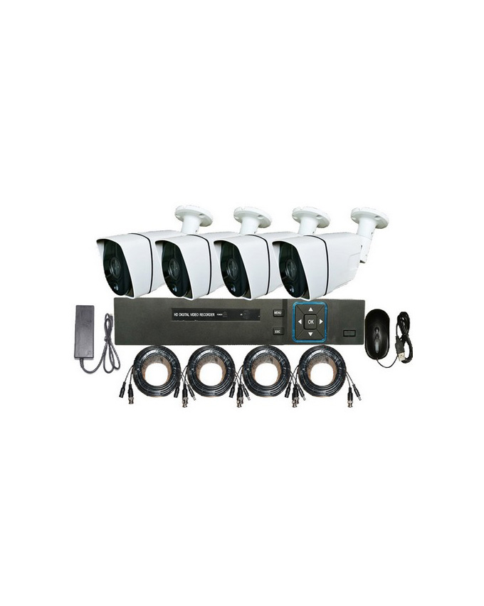 4Ch Dvr With Metal Dome Ip Camera X4, With 2Tb Hdd And Accessories Terabit White