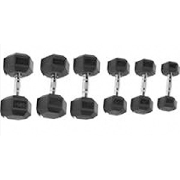 Black Rubber Hex Dumbbells In Pairs 7.5Kg - Image 3