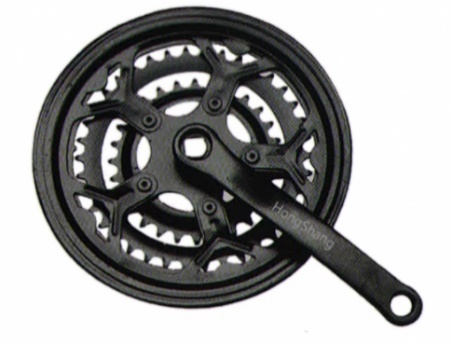 Bicycle Chainwheel & Crank, Steel Black With Plastic Back Guard 24/34/42T PACKING: 10 SETS/CTN