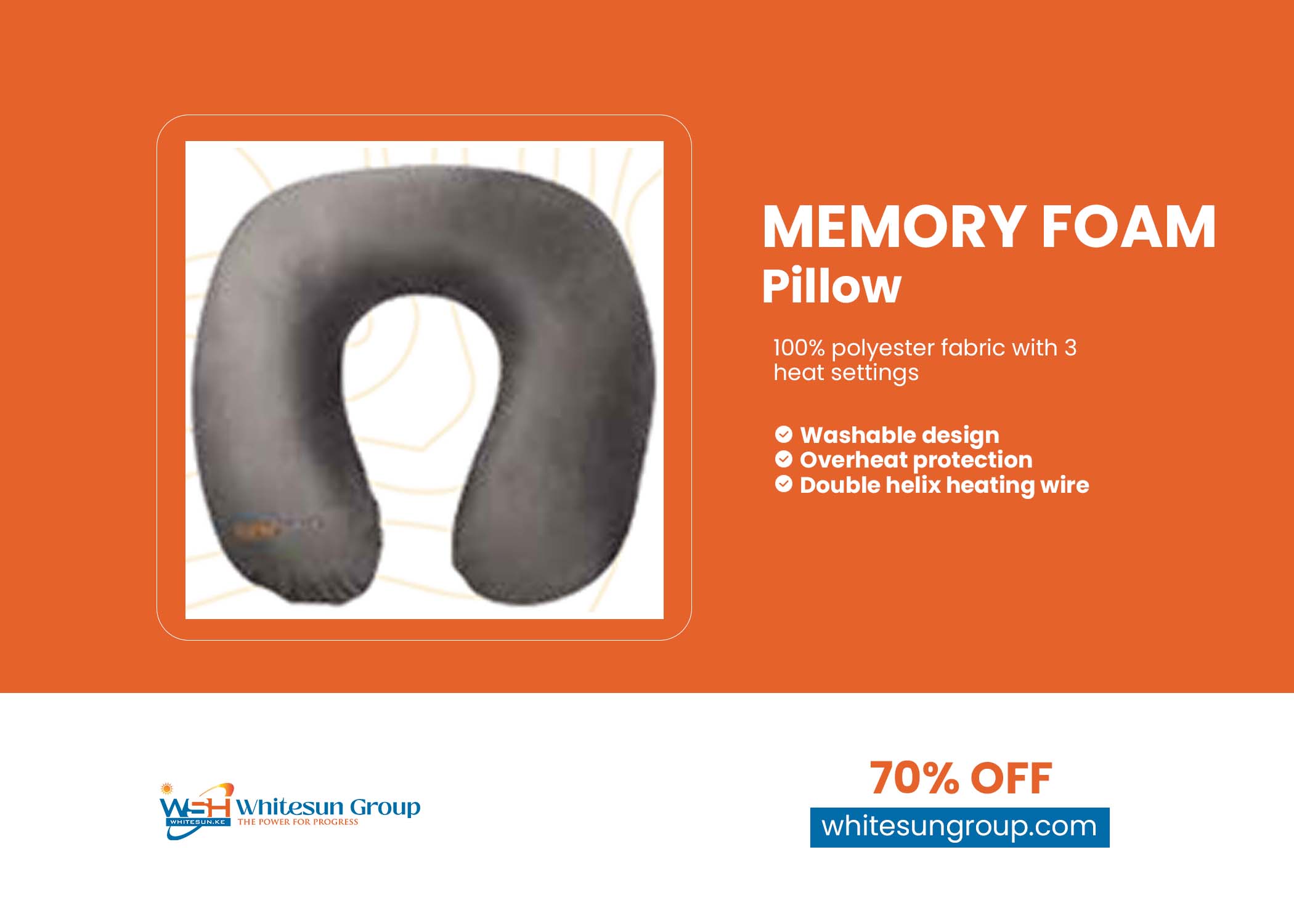 Memory Foam Pillow U shape, Black, AceCamp