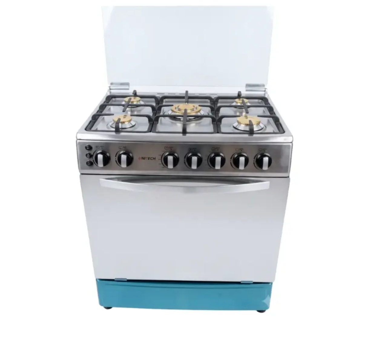 Unitech 60×90 5 Burner Freestanding Full Gas Cooker and Oven Stainless Steel