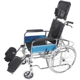 Reclining Chrome Wheelchair – High Back, Detachable Armrest, Max Load 100Kg (Model DY1903GC-46)