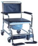 Foldable Commode Chair with Wheels – Adult Use, Adjustable Height, 46cm Wide Seat