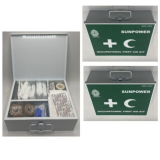 Occupational First Aid Kit In Metal Box, Wall Mountable White/Green, Sunpower