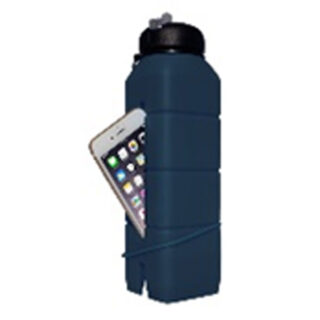 Silicon Sound Water Bottle & Phone Holder, 26Oz, Blue, AceCamp