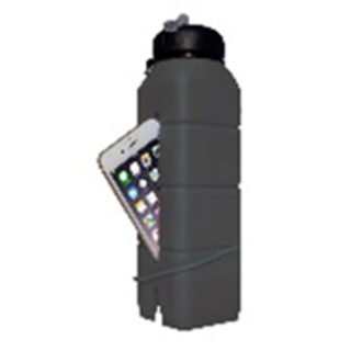 Silicon Sound Water Bottle & Phone Holder, 26Oz, Grey, AceCamp