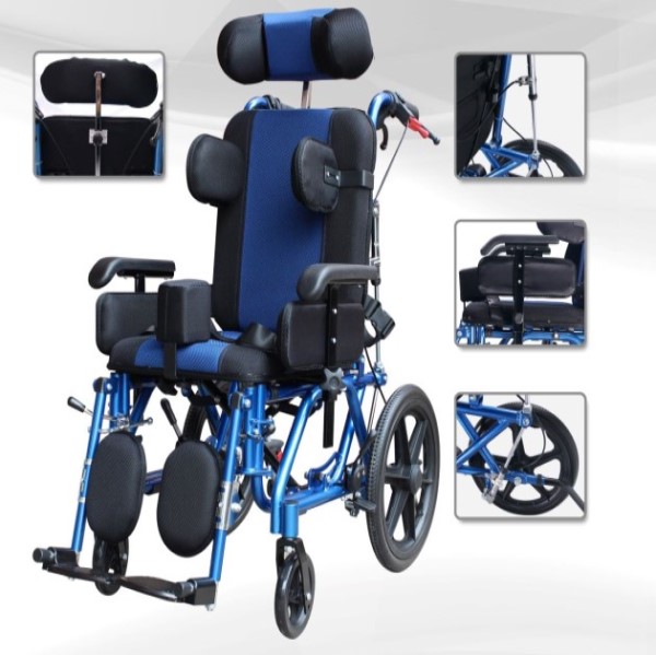 CP Reclining Aluminium Wheelchair With High Back and Elevating Legrest