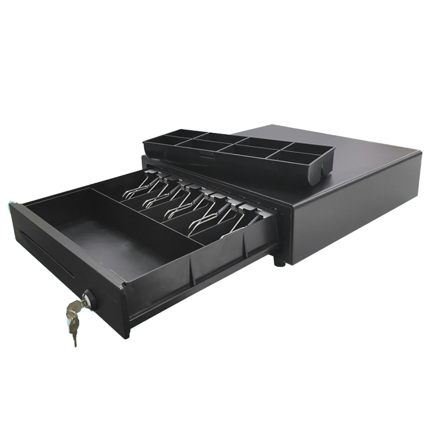 Cash Drawer – 4/5 Bill 8 Coin | Adjustable POS Drawer with RJ11 Interface
