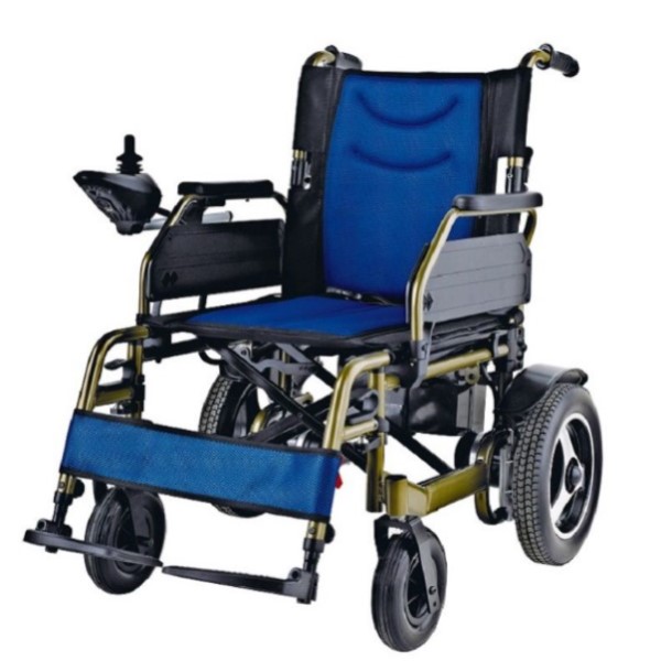 Powder Coated Steel Frame Electric Wheelchair, Flip Up Armrest, 8 Inch PU Front Castor