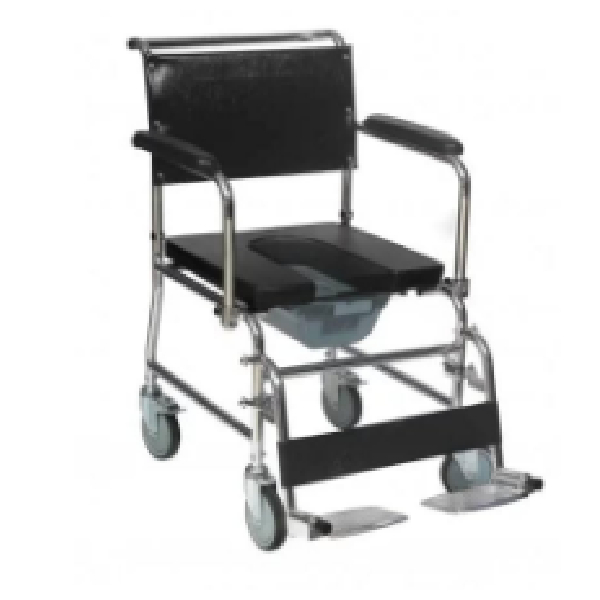 Powder Coated Commode Chair, Flip Down Armrest, Detachable Legrest, 5