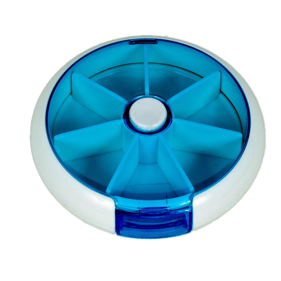 Circular Type Pill Box, 7 Compartments, Pops Open 9X2.5Cm