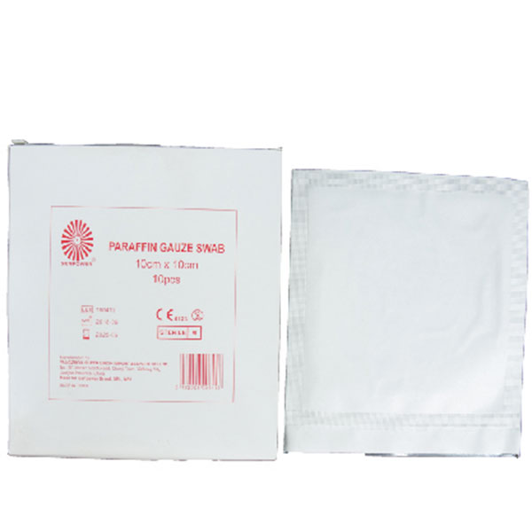 Sterile Paraffin Gauze 10x10cm – Pack of 10 (Single Piece Packing)