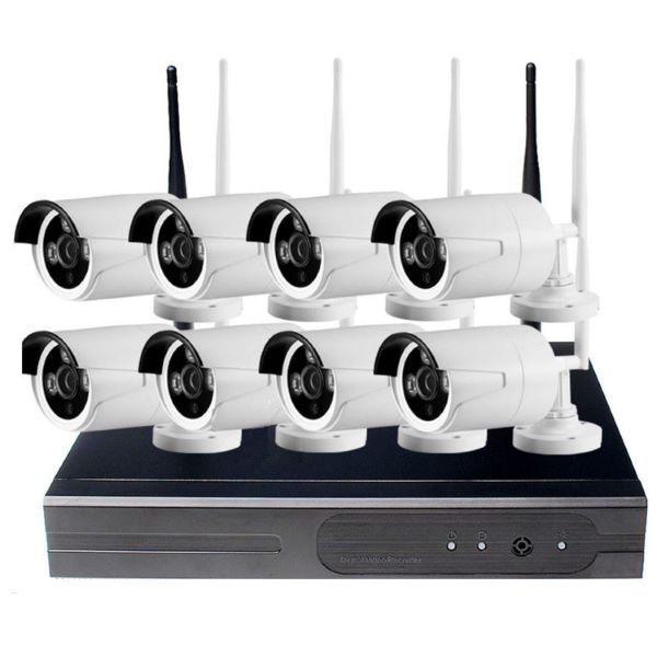 WiFi NVR 8CH 1080P with 12-Inch Screen & 8x 1080P Bullet WiFi Cameras