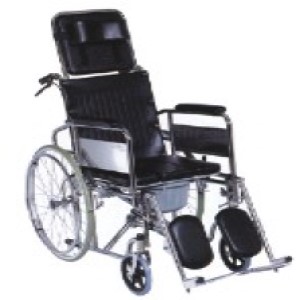 Steel Reclining Wheelchair with PVC Leather Seat – Comfort and Mobility Support