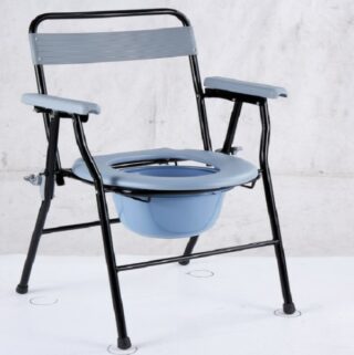 Commode Chair, Steel Size – 57x47x44.5cm, Height-44.5cm, Bucket Diameter-5cm