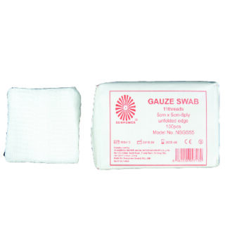 Non-Sterile Gauze Swab 5x5cm – 8 Ply, 11 Threads, Unfolded Edge (Bulk Pack of 100)