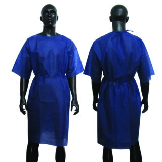 Patient Gown, 30G Pp Non Woven, Dark Blue, Long Sleeve – 120X140Cm, With Strings