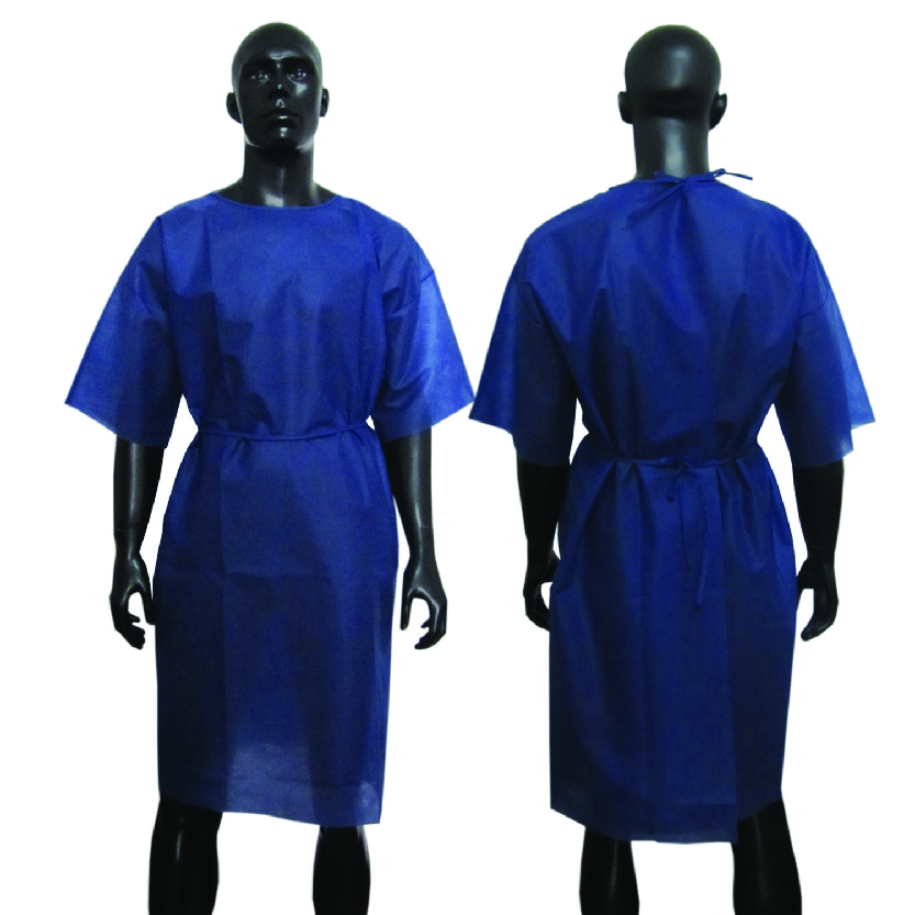 Patient Gown, 30G Pp Non Woven, Dark Blue, Long Sleeve – 120X140Cm, With Strings