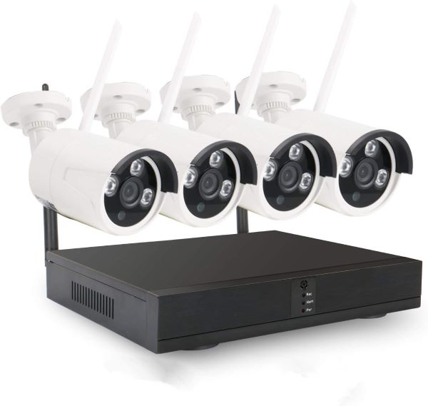 Wireless Cctv Camera+Nvr Kit, Includes, Hd-Ip Camera X4 With Power Supply, 1Pc Mouse