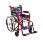 Steel Manual Wheelchair – Red Powder Coated Frame, 22-Inch Solid Spoke Wheel