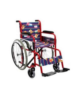 Powder Coated Children Wheelchair – 35cm Seat, Fixed Armrest & Legrest, 22″ Solid Spoke Wheel