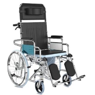 Reclining Steel Wheelchair, Detachable Armrest And Legrest, 8Inch Pvc Front Castor