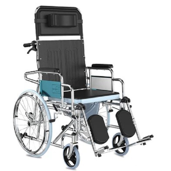Reclining Steel Wheelchair, Detachable Armrest And Legrest, 8Inch Pvc Front Castor