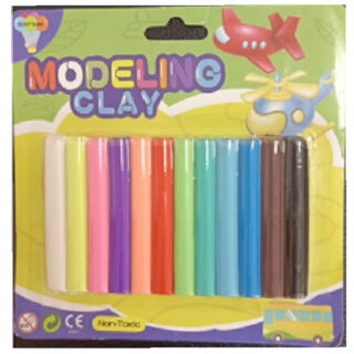 Set Of 12 Plasticine Modelling Clay Strips In Blister Card