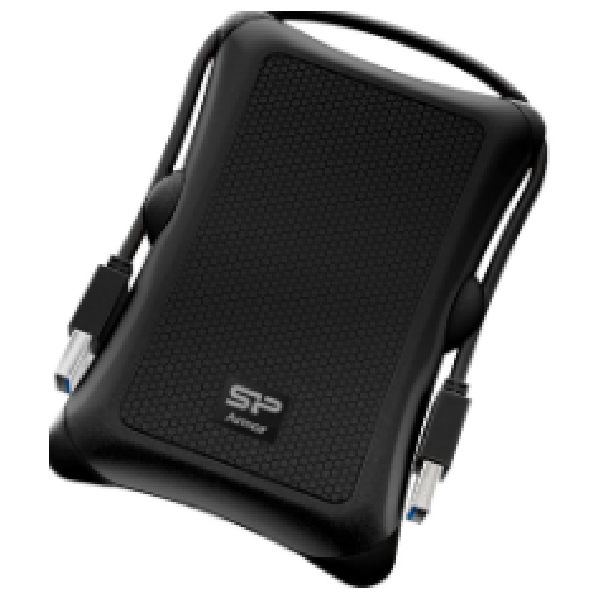 USB 3.0 External HDD 2.5″ Armour A30 2TB, Black – Drop, Pressure & Vibration Resistant, Silicon Power
