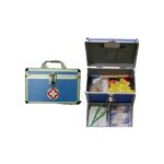 First Aid Kit In Fancy Metal Case, Lockable, With Handle Green/Blue