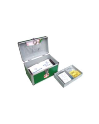 First Aid Kit In Metal Case With Handle Blue