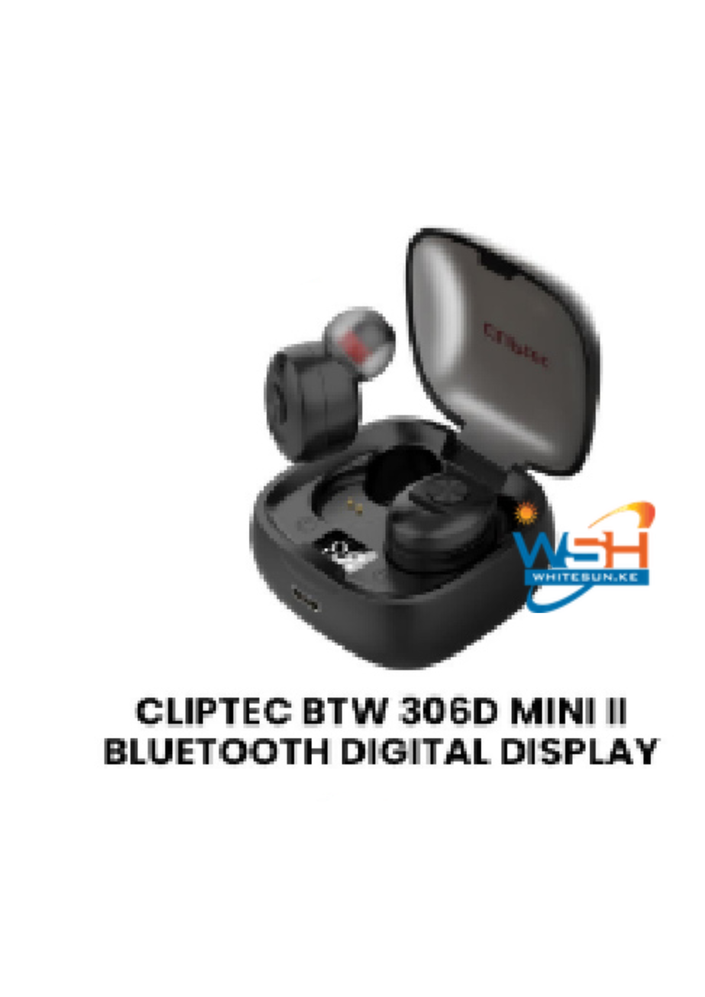 Cliptec Bluetooth Digital Display True Wireless Stereo Earphone (Mini-Ii)-Red
