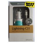 Lightning C-31 Usb Car Charger With Lightning Connector (3.1A) ( Blue ) Ztoss