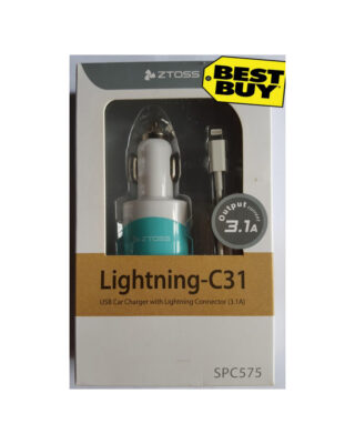 Lightning C-31 Usb Car Charger With Lightning Connector (3.1A) ( Blue ) Ztoss
