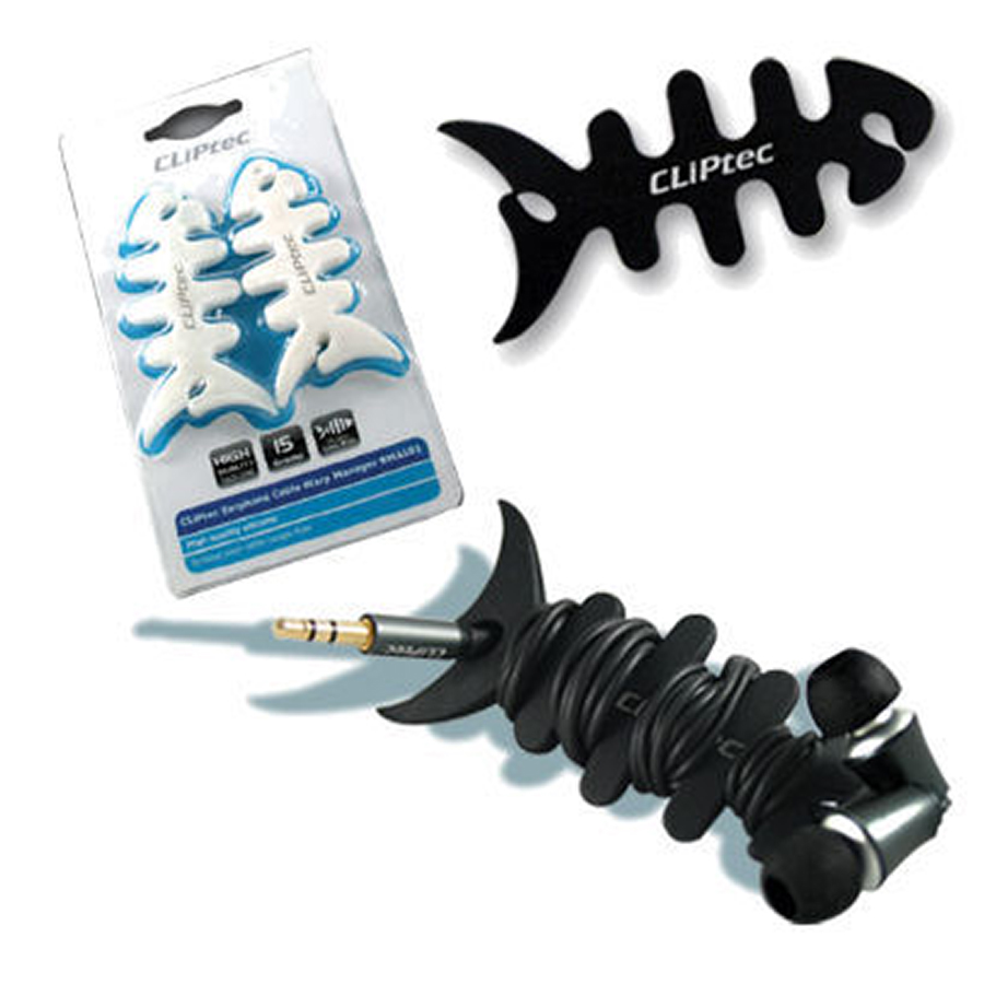 Earphone Cable Wrap Manager Cliptec Black