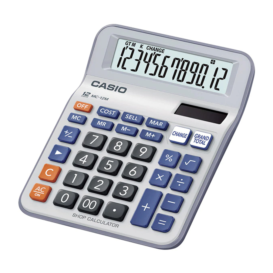 Desktop Shop Calculator 12 Digit Casio Mc-12M - Whitesun Group